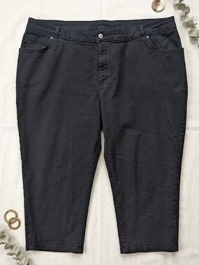 Lee 24W Plus Size Minimalist Black Denim Capris High Low Casual Chic Y2k